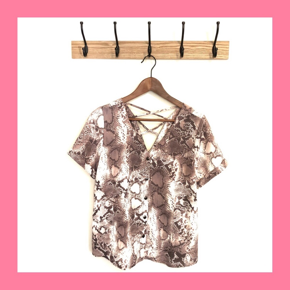 SANDY & SID Purple Snakeskin Baseball Jersey Top S
